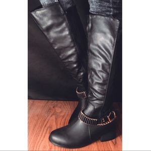 Truffle ASOS Black Leather Biker Boots Chain Strap